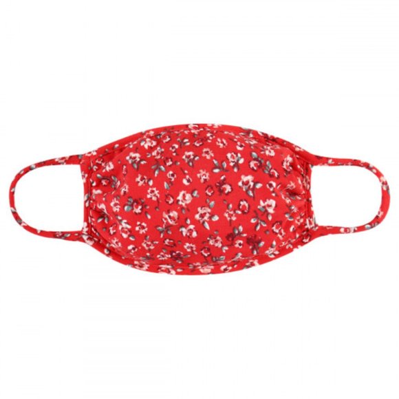 2 for $20! Red Floral print face mask - Picture 2 of 9